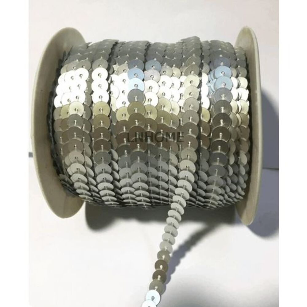 1 Roll of Matte Silver Sequin Trim 100 Yards 6mm - Brand New